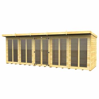 20ft x 7ft Pent Summer House (Full Height Window) - Wood - L 214 x W 589 x H 201 cm