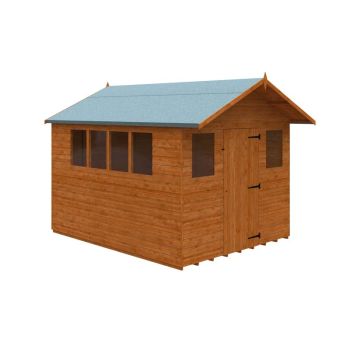 10 x 8 Feet Cabin 12mm Shed - Solid Wood/Softwood/Pine - L295 x W235 x H243.7 cm - Burnt Orange