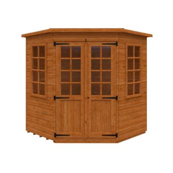 6 x 6 Feet Pentagon Cornerhouse 12mm Shed - Solid Wood/Softwood/Pine - L175 x W175 x H209 cm - Burnt Orange