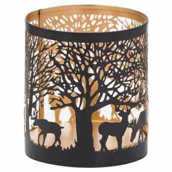 Small Glowray Stag In Forest Lantern - Decorative - L9 x W9 x H10 cm