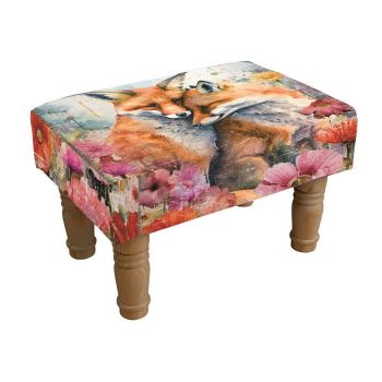 Fox Print Design Footstool - L26 x W40 x H26 cm