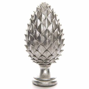 Tall Large Pinecone Finial - Ceramic - L20 x W20 x H40 cm - Silver