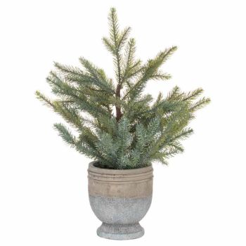 Garda Pine Tree in Stone Pot Artificial Plant - Plastic - L23 x W25 x H48 cm - Green