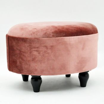 Oval Footstool - Velvet - L27 x W40 x H30 cm - Pink