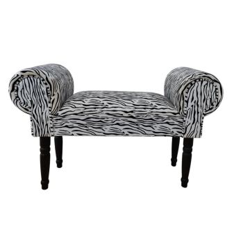 Zebra Print Window Seat Sofa - Fabric - L30 x W86 x H52 cm