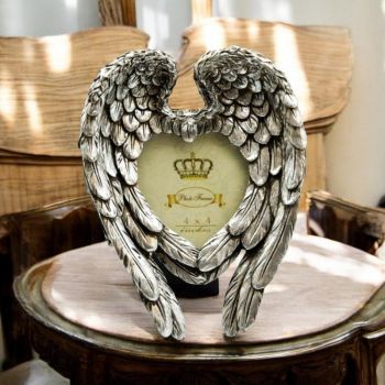 Wing Design Photo Frame - L10 x W17 x H23 cm - Antique Silver
