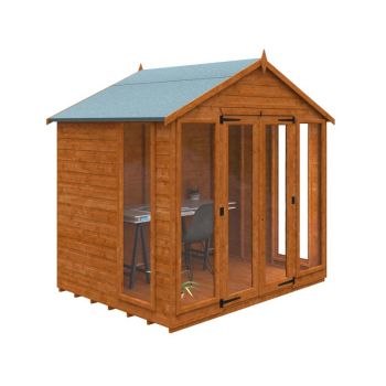 6 x 8 Feet Contemporary Summerhouse 12mm Shed - Solid Wood/Softwood/Pine - L175 x W235 x H243.7 cm - Burnt Orange