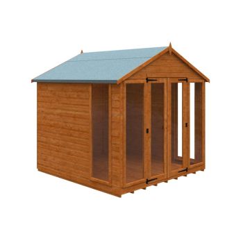 8x8 Contemporary Summerhouse 12mm Shed - L235 x W235 x H243.7 cm - Solid Wood/Softwood/Pine - Burnt Orange