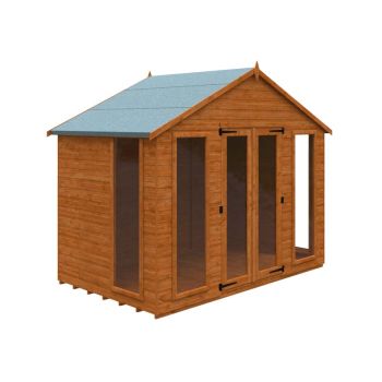 6 x 10 Feet Contemporary Summerhouse 12mm Shed - Solid Wood/Softwood/Pine - L175 x W295 x H257.7 cm - Burnt Orange