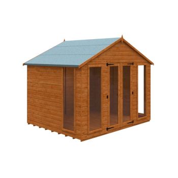 8 x 10 Feet Contemporary Summerhouse 12mm Shed - Solid Wood/Softwood/Pine - L235 x W295 x H257.7 cm - Burnt Orange