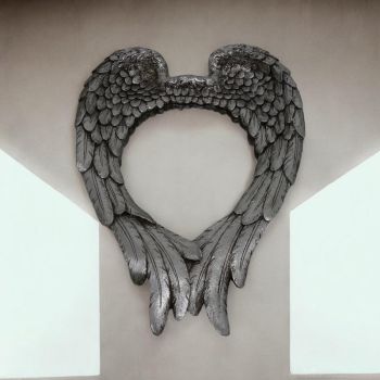 Wing Design Mirror - L8 x W38 x H57 cm - Antique Silver