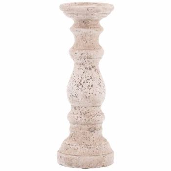 Small Column Candle Holder - Ceramic - L12 x W12 x H31 cm - Stone