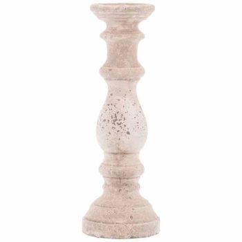 Large Column Candle Holder - Ceramic - L16 x W16 x H45 cm - Stone