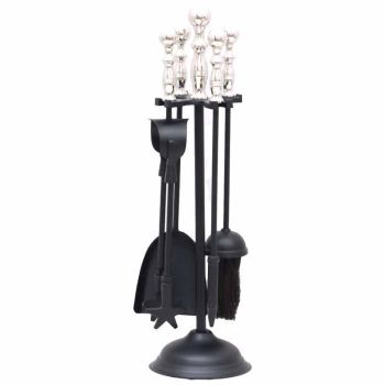 Chrome Handled Dutchess Companion Set - Metal - L13 x W13 x H48 cm - Black/Silver