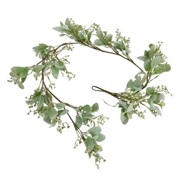 Winter Garland with Lambs Ear and Wax Flower - Plastic - L153 cm - Green