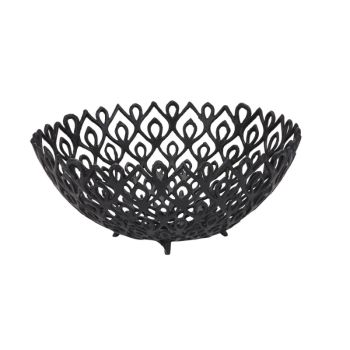 Cast Large Lattice Bowl - Aluminium - L47 x W47 x H20 cm - Black