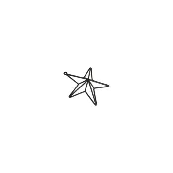 Convexed Wall Mounting Star Frame - Metal - L25 x W25 x H8 cm - Matt Black