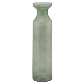 Smoked Tall Fluted Vase - Glass - L15 x W15 x H60 cm - Sage