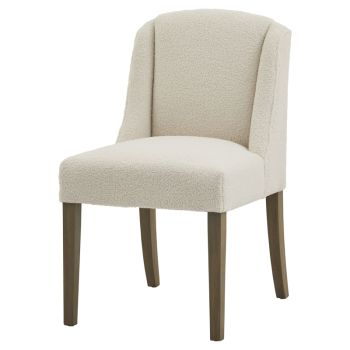 Compton Bouclé Dining Chair - Wood - L59 x W52 x H87 cm - Cream