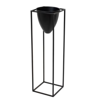 Large Bullet Planter on Frame - Metal - L23 x W23 x H80 cm - Matt Black