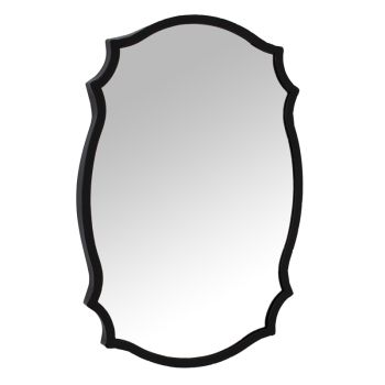 Ornate Curved Mirror - Glass - L3 x W44 x H60 cm - Matt Black