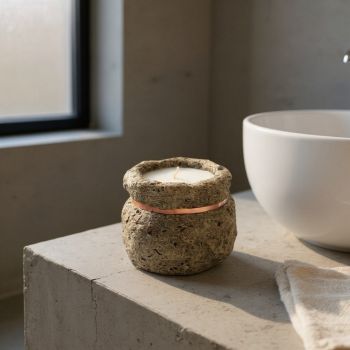 Round Decorative Candle with Copper - L16 x W16 x H12 cm