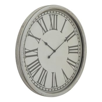 Embossed Wall Clock with Glass - Wood - L7 x W80 x H80 cm - White