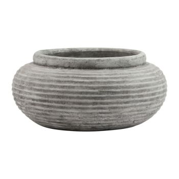 Athena Round Ribbed Planter - Ceramic - L41 x W41 x H19 cm - White