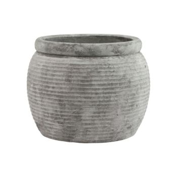 Athena Rimmed Large Plant Pot - Ceramic - L40 x W40 x H31 cm - Grey