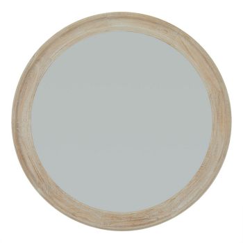 Round Framed Large Mirror - Washed Wood - L4 x W120 x H120 cm - Antique White