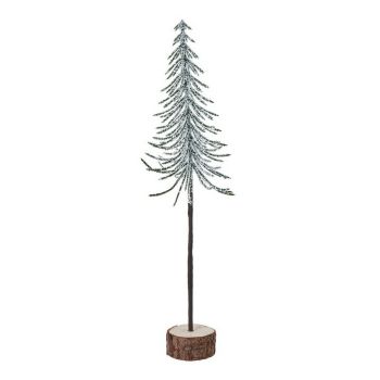 Medium Snowy Spindle Tree in Wood Log - Plastic - Height 30 cm - Brown