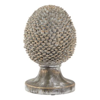 Large Stone Effect Pinecone Ornament with Gold Accents - Ceramic - L22 x W22 x H35 cm - Grey
