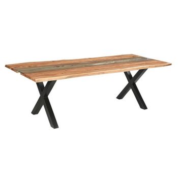 Live Edge Collection Large River Dining Table - Metal - L100 x W240 x H78 cm - Brown