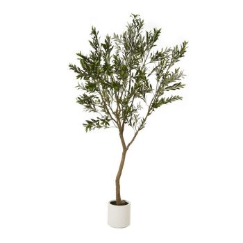 Apulia Olive Tree in Pot 240 cm - Plastic - Height 240 cm - Brown/White 