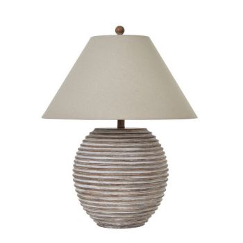 Saturn Table Lamp with Linen Shade - Ceramic - L53 x W53 x H71 cm - Brown