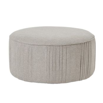 Lily Swivel Ottoman in Oatmeal Twill - Wood - L82 x W82 x H43 cm