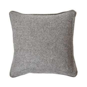 Herringbone Pure Wool Cushion with Piped Edge - Wool - W45 x H45 cm - Grey