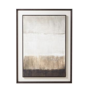 Extra Large Moderno Painting on Linen Mounted in Frame - Wood - L5 x W90 x H120 cm - Brown