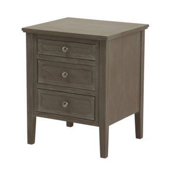 The Serene Collection Three Drawer Bedside Table - Wood - L43 x W48 x H59 cm - Grey