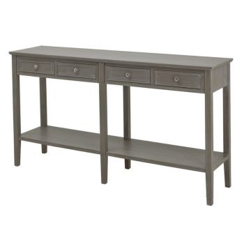 The Serene Collection Four Drawer Console Table - Wood - L40 x W160 x H86 cm - Grey