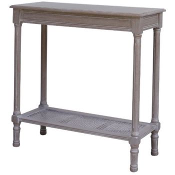 The Serene Rattan Collection Console Table - Wood - L35 x W80 x H80 cm - Grey