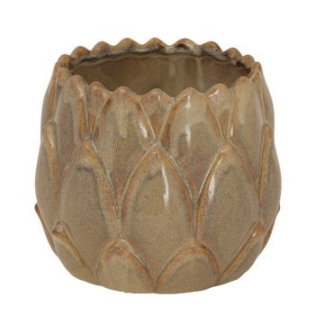 Sabbia Collection Artichoke Plant Pots - Ceramic - L16 x W16 x H14 cm - Brown