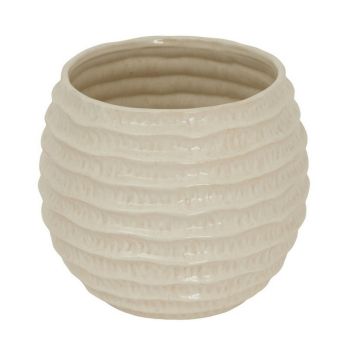 Pallida Ridged Pot Vase - Ceramic - L27 x W27 x H23 cm - White
