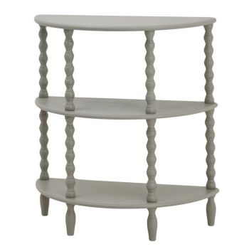 The Camden Collection Half Moon 3 Tier Table - Wood - L33 x W71 x H76 cm - Grey