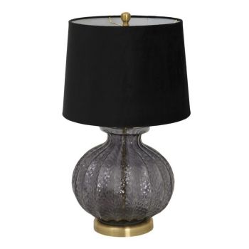 Luxton Fluted Lamp with Velvet Shade - Glass - L38 x W38 x H64 cm - Black