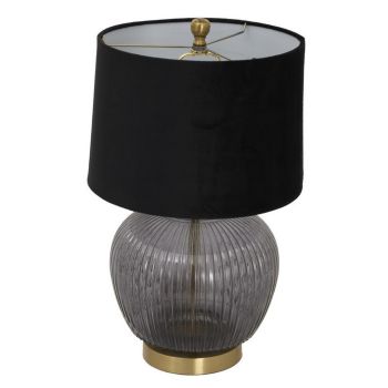 Luxton Ribbed Lamp with Velvet Shade - Glass - L32 x W32 x H54 cm - Black