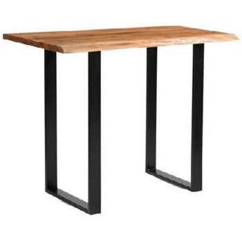 Live Edge Collection Light Acacia Bar Table - Metal - L70 x W130 x H100 cm - Black
