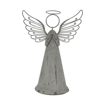 Large Rustic Standing Angel Decoration - Metal - L10 x W18 x H25 cm - Brown