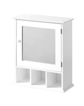 Mirrored Door Bathroom Cabinet - Wood - L20 x W46 x H58 cm - White