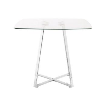 Metropolitan Square Dining Table - Glass/Metal - L90 x W90 x H76 cm - Silver/Clear